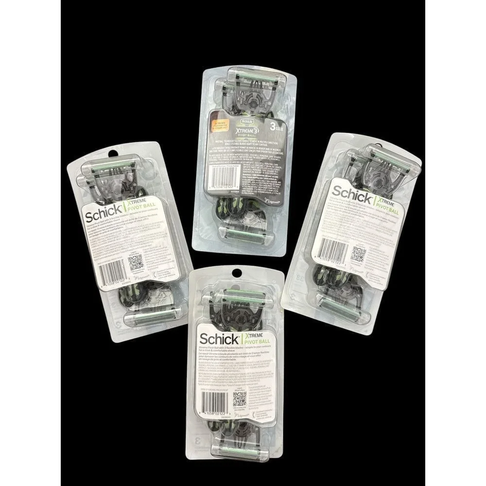 Schick Xtreme3 Pivot Ball Razor‎ Refills - Pack of 4 Sets (12 Cartridges Total)